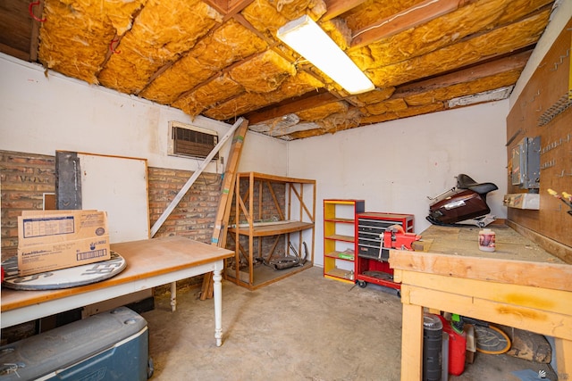 2556 W 14th St, Yuma, AZ 85364 - unfinished below grade area with a workshop area and an AC wall unit