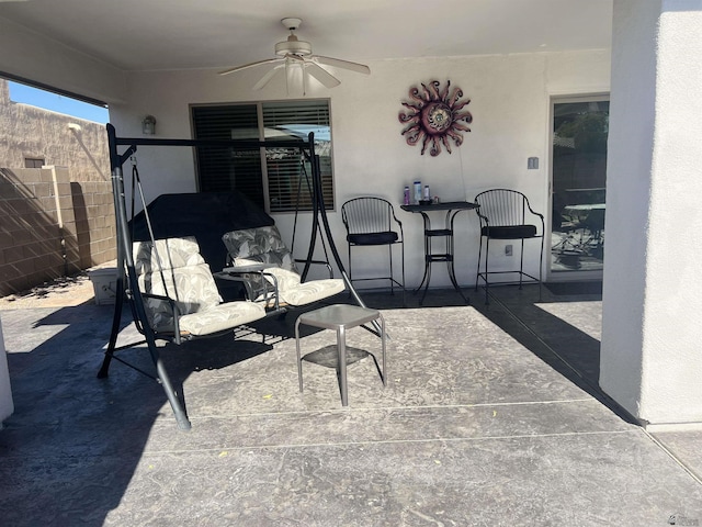 11785 E 27th Pl, Yuma, AZ 85367 - view of patio with ceiling fan and fence