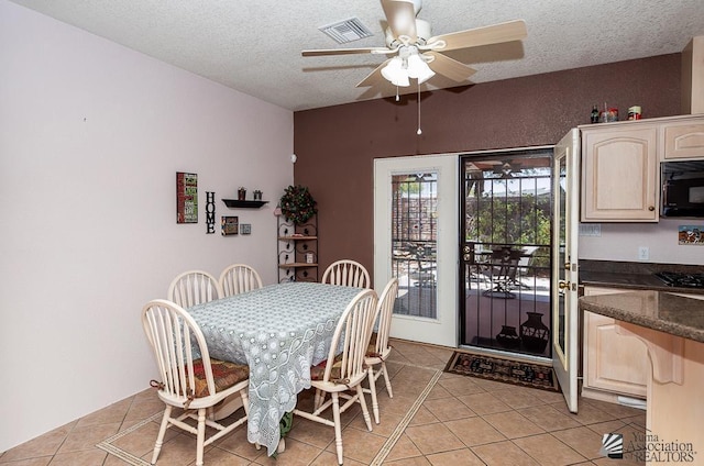 13400 S Onammi Ave, Yuma, AZ 85367 - dining room featuring a ceiling fan, light tile patterned flooring, and a textured ceiling