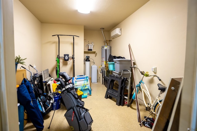 7942 E 36th Ln, Yuma, AZ 85365 - exercise room featuring an AC wall unit and strapped water heater