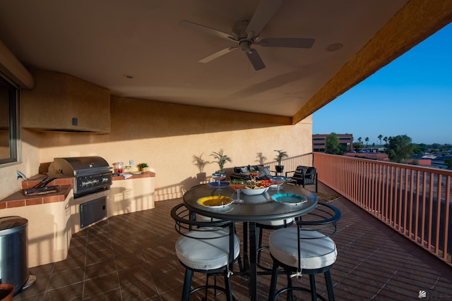 2172 S Terrace Way, Yuma, AZ 85364 - view of patio / terrace featuring area for grilling, ceiling fan, and a balcony