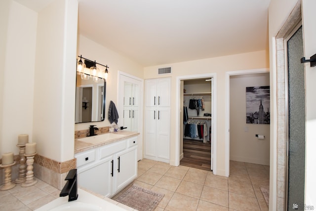 2172 S Terrace Way, Yuma, AZ 85364 - bathroom with tile patterned flooring, a spacious closet, vanity, and baseboards