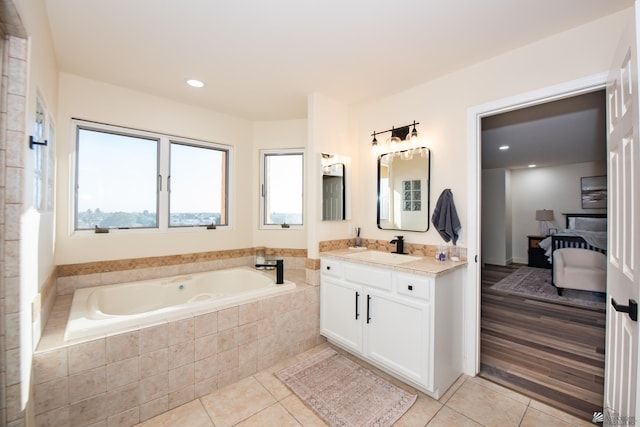 2172 S Terrace Way, Yuma, AZ 85364 - ensuite bathroom with tile patterned flooring, a bath, vanity, and recessed lighting