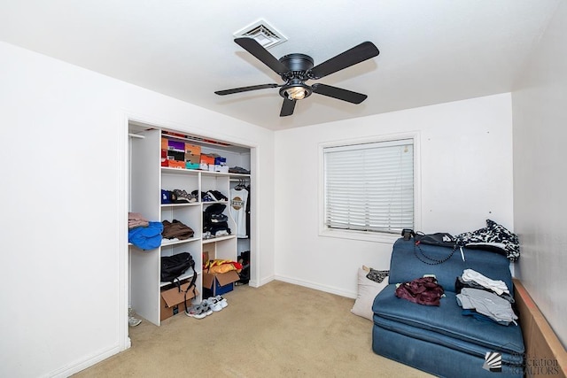4539 W 17th St, Yuma, AZ 85364 - sitting room with carpet, a ceiling fan, and baseboards