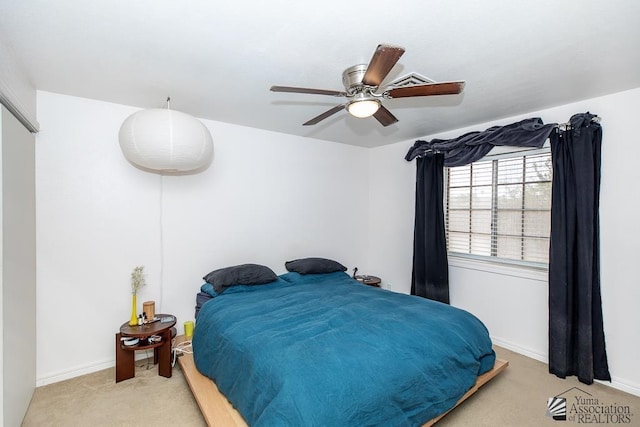 4539 W 17th St, Yuma, AZ 85364 - bedroom featuring light colored carpet, a ceiling fan, and baseboards