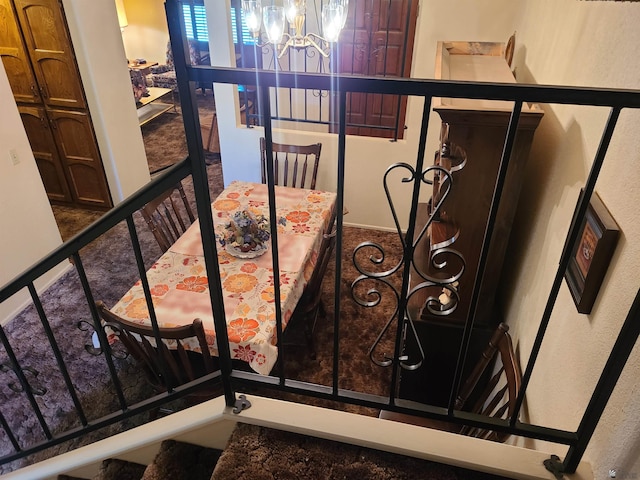 2045 S 14th Ave # 79, Yuma, AZ 85364 - carpeted dining room with a chandelier and stairs