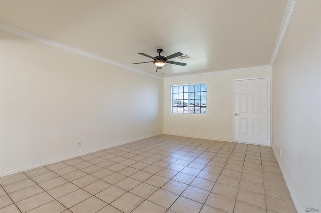 1986 S 47th Ave, Yuma, AZ 85364 - spare room with ornamental molding, ceiling fan, light tile patterned floors, and baseboards