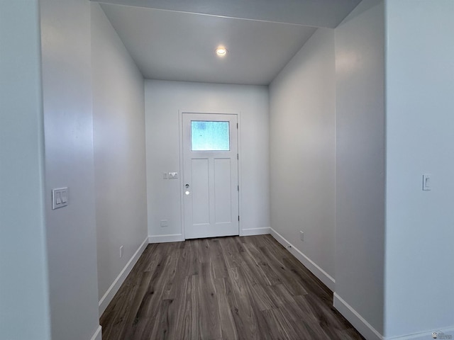 12360 E Calle Ln, Primera, Yuma, AZ 85367 - doorway to outside with baseboards and dark wood finished floors