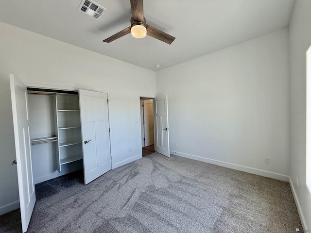 12360 E Calle Ln, Primera, Yuma, AZ 85367 - unfurnished bedroom featuring baseboards, visible vents, carpet, and a closet