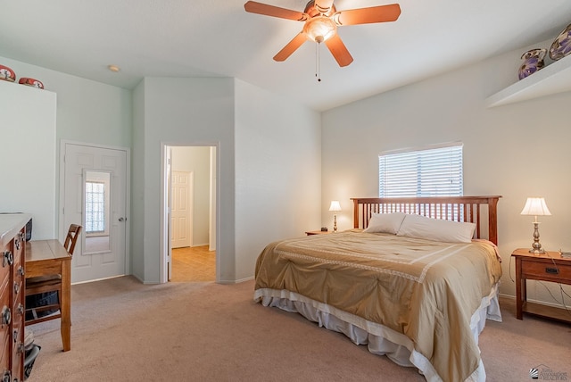 14326 E 51st St, Yuma, AZ 85367 - bedroom featuring baseboards, multiple windows, a ceiling fan, and light colored carpet