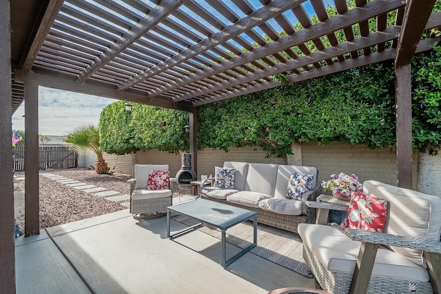 1302 W 17th St, Yuma, AZ 85364 - view of patio featuring a fenced backyard, outdoor lounge area, and a pergola