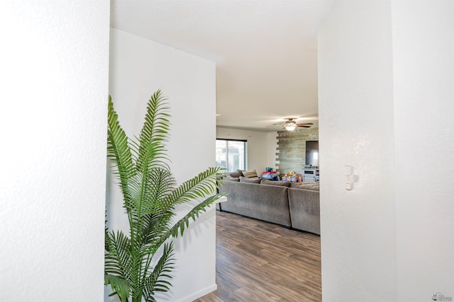 hallway with wood finished floors