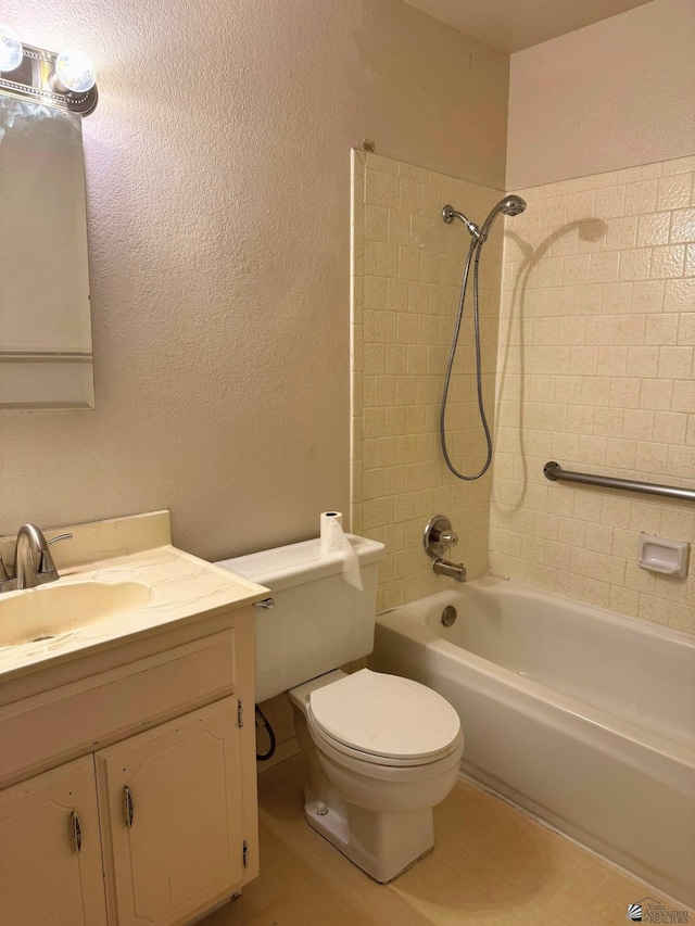 1234 W 20th Pl, Yuma, AZ 85364 - full bath featuring toilet, vanity, shower / washtub combination, and a textured wall