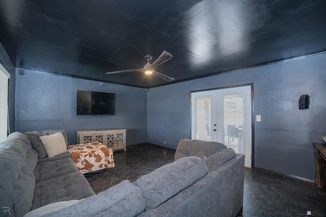 2556 W 14th St, Yuma, AZ 85364 - living room with french doors and a ceiling fan