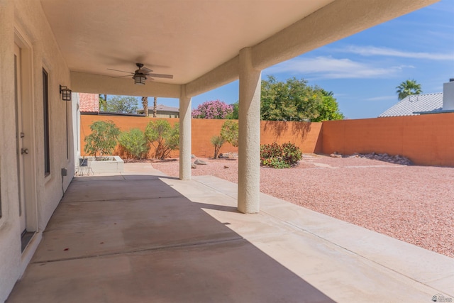 10453 S Del Rico, Yuma, AZ 85367 - view of patio featuring a fenced backyard and ceiling fan