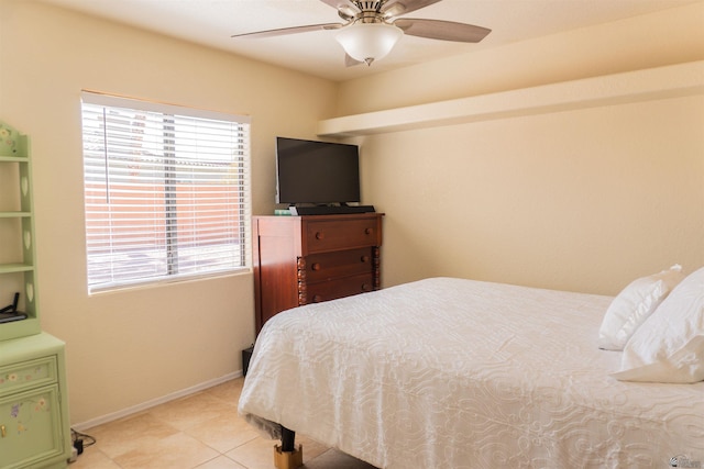 10453 S Del Rico, Yuma, AZ 85367 - bedroom with light tile patterned flooring, ceiling fan, multiple windows, and baseboards