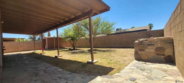 view of yard featuring a fenced backyard