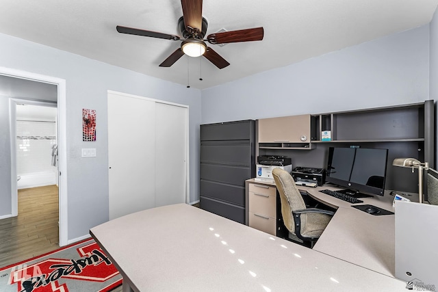 2032 W 13th Ln, Yuma, AZ 85364 - office space with a ceiling fan and wood finished floors