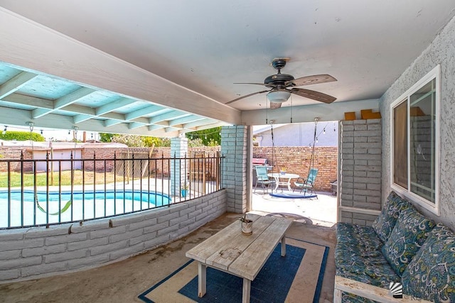 1830 W Allen St, Yuma, AZ 85364 - fenced backyard featuring a ceiling fan, a patio area, and outdoor dining area