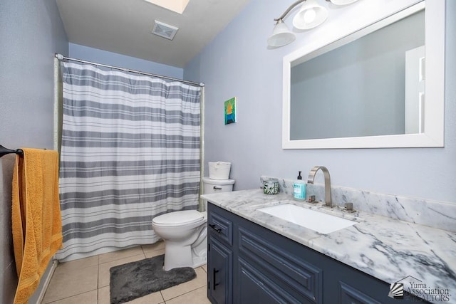 543 E 25th St, Yuma, AZ 85365 - full bathroom featuring vanity, tile patterned flooring, and a shower with shower curtain