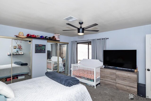543 E 25th St, Yuma, AZ 85365 - carpeted bedroom featuring a ceiling fan