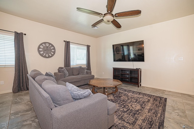 4387 W 24th Pl, Yuma, AZ 85364 - living room with ceiling fan and baseboards