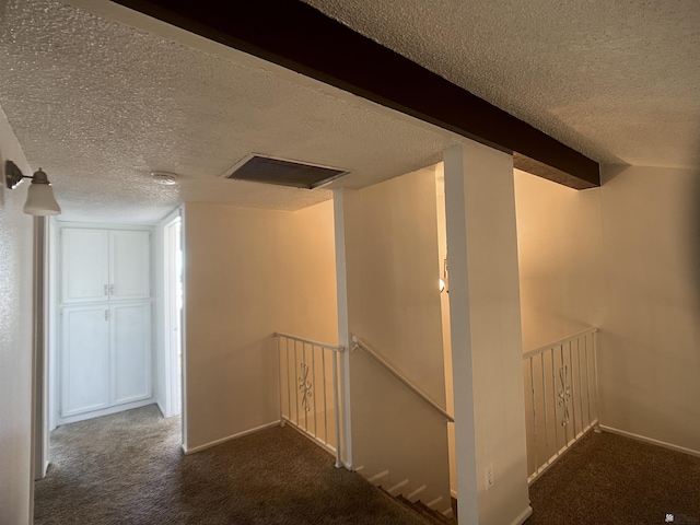 1700 S Crowder Ave, Yuma, AZ 85364 - hall featuring a textured ceiling, an upstairs landing, and carpet flooring