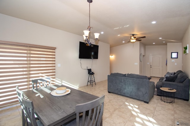 11681 E 33rd St, Yuma, AZ 85367 - dining room featuring recessed lighting, a ceiling fan, and a chandelier