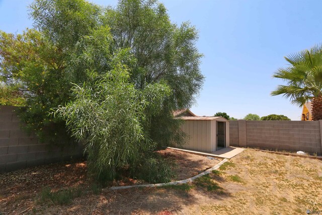 3023 W 26th St, Yuma, AZ 85364 - fenced backyard featuring a storage unit