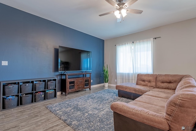 14769 E 47th Ln, Yuma, AZ 85367 - living room with a ceiling fan, wood finished floors, and baseboards
