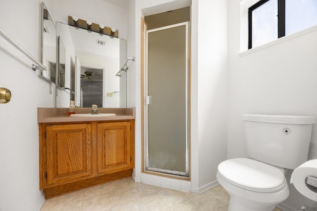 13239 E 47th Dr, Yuma, AZ 85367 - full bathroom with vanity, a shower stall, and a ceiling fan