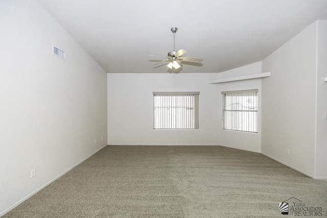 11760 E 28th Pl, Yuma, AZ 85367 - unfurnished room featuring baseboards, a ceiling fan, carpet flooring, and visible vents