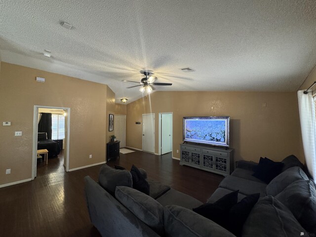 6348 E 45th St, Yuma, AZ 85365 - living area featuring wood finished floors, ceiling fan, a textured ceiling, and baseboards