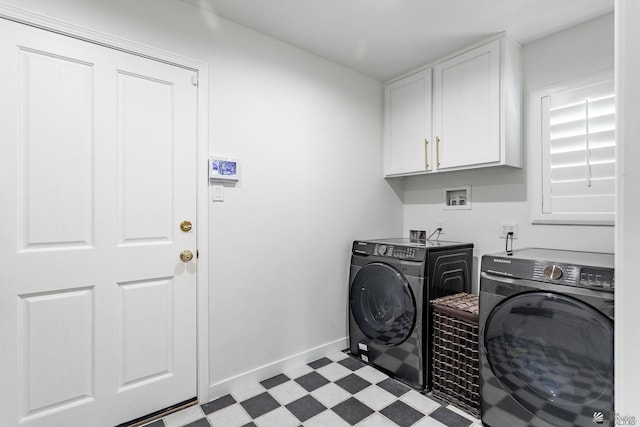 1645 W El Paseo Real, Yuma, AZ 85364 - laundry area with light floors, cabinet space, and washer and clothes dryer