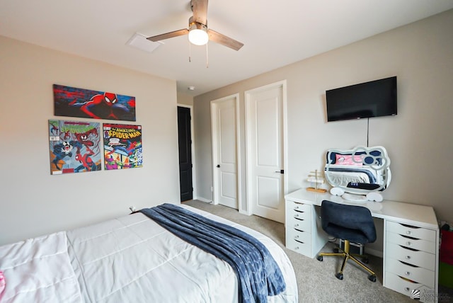 7563 E 35th Ln, Yuma, AZ 85365 - bedroom with carpet flooring, ceiling fan, and an office area