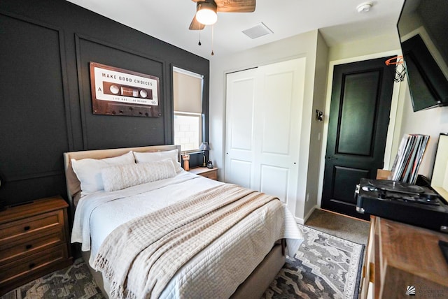 7563 E 35th Ln, Yuma, AZ 85365 - bedroom with a closet and a ceiling fan