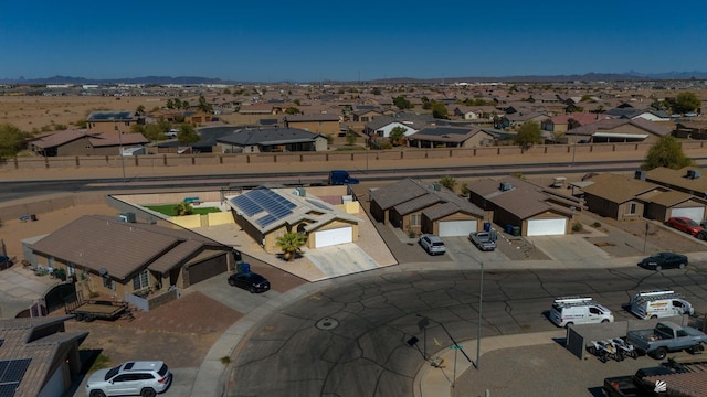 aerial view featuring a residential view and a mountain view