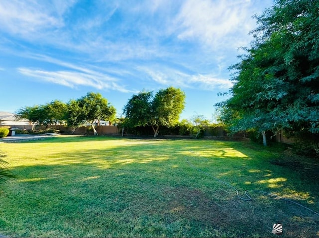 view of yard featuring a fenced backyard