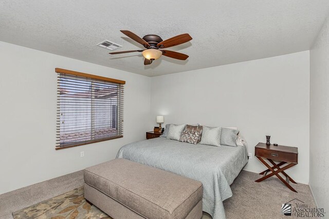 4452 S Agave Ave, Yuma, AZ 85365 - bedroom featuring carpet floors, a ceiling fan, and a textured ceiling