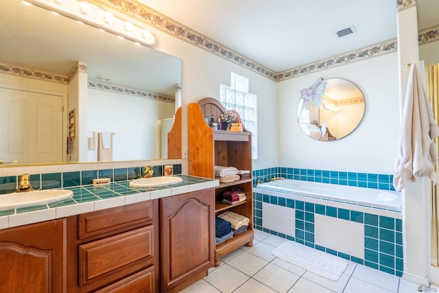 14530 E 55th St, Yuma, AZ 85367 - full bathroom with a sink, tile patterned flooring, a bath, and visible vents
