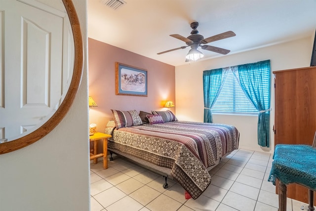 14530 E 55th St, Yuma, AZ 85367 - bedroom featuring a ceiling fan, visible vents, and light tile patterned floors