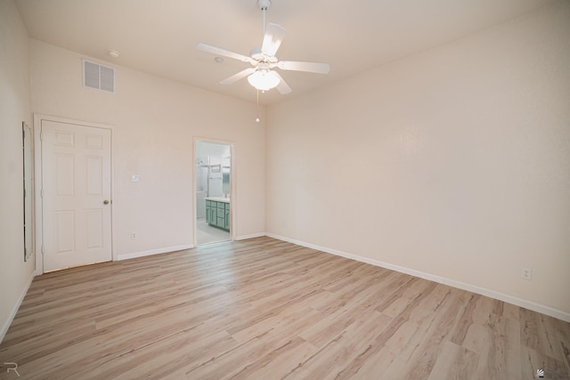 13779 E 54th Dr, Yuma, AZ 85367 - spare room featuring visible vents, a ceiling fan, baseboards, and light wood-type flooring