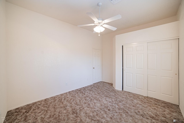 13779 E 54th Dr, Yuma, AZ 85367 - unfurnished bedroom featuring carpet flooring, ceiling fan, and a closet