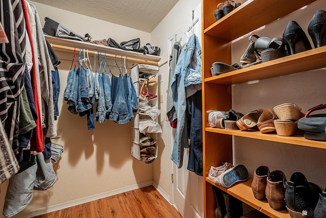 spacious closet with hardwood / wood-style floors