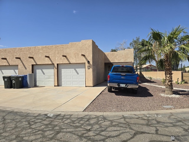 exterior space with a garage