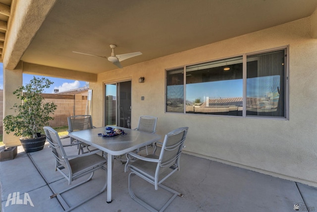 view of patio / terrace with ceiling fan