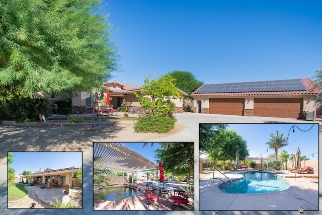 view of pool with a pergola and a patio