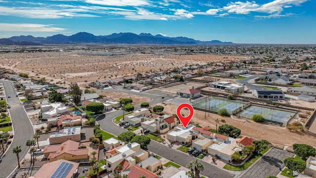 bird's eye view with a mountain view and a residential view