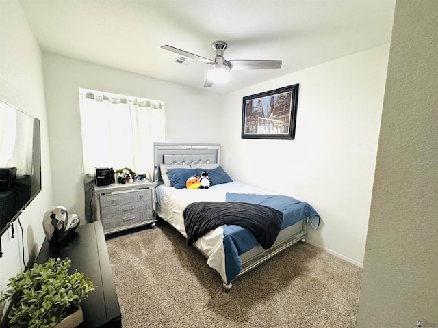 bedroom with carpet and ceiling fan