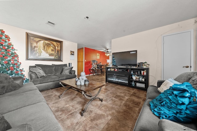 tiled living area with visible vents